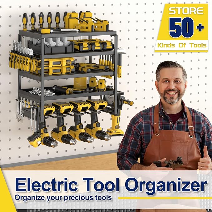 Power Tool Organizer, 5 Layer Drill Holders Wall Mount, Heavy Duty Metal - Image 6