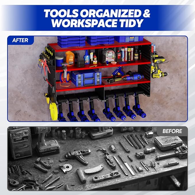 FAHKNS Power Tool Organizer Wall Mount, 4 Layer Heavy Duty Metal Tool Storage - Image 6