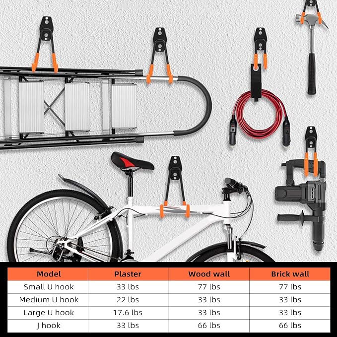Garage Hooks, 4 Pack Large Square Wall Hooks - Image 2