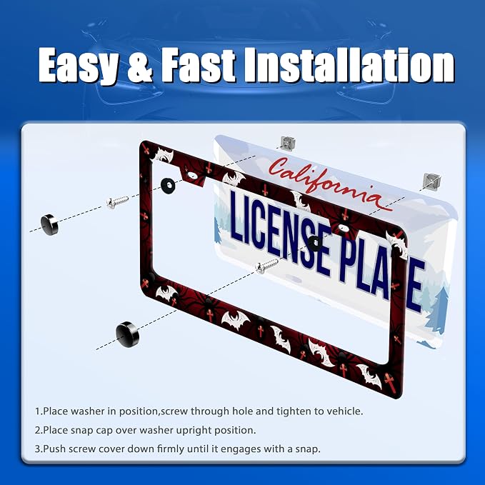 Bats License Plate Frame Spiders Web License Plate Holder Gothic Funny Car - Image 3