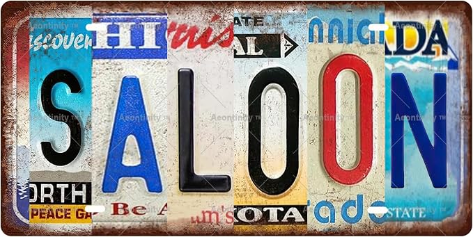 SALOON Vintage Metal Tin Sign License Plate Bar Cafe Garage Cave Home Room Wall by Unknown