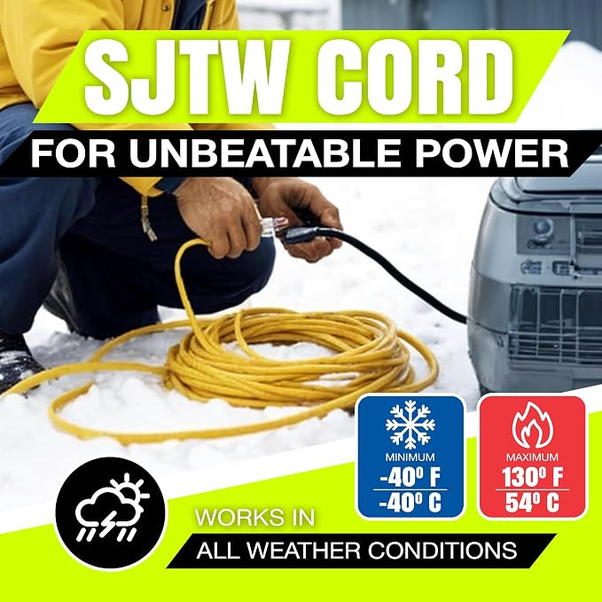 10ft Outdoor/Indoor Extension Cord 16/3 Gauge Heavy Duty 3 Prong SJTW, - Image 8