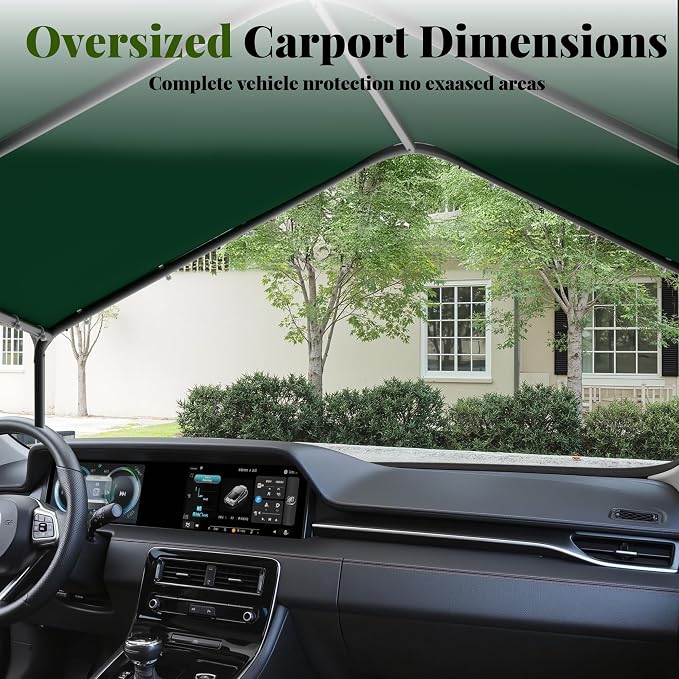 GOJOOASIS 10x20 Carport Heavy Duty Portable Garage Shelter Metal Car Canopy Tent - Image 5