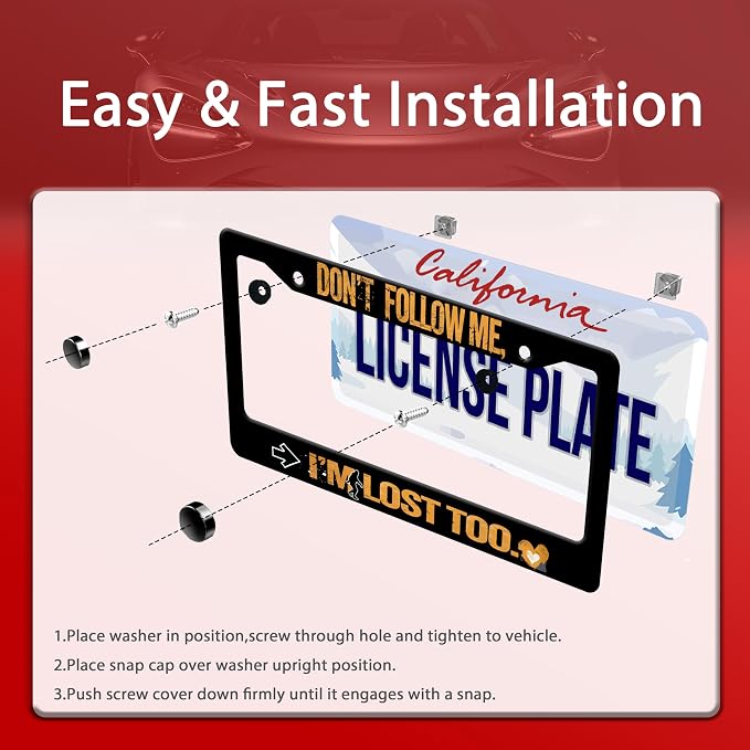 Personalized License Plate Frame Don't Follow Me I'm Lost Too Stainless Steel - Image 4