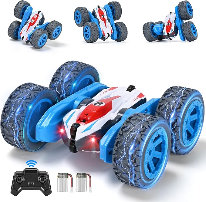 Remote Control Car, 4WD RC Cars Stunt Double Sided 360° Rotating 2 Batteries by NUOKE