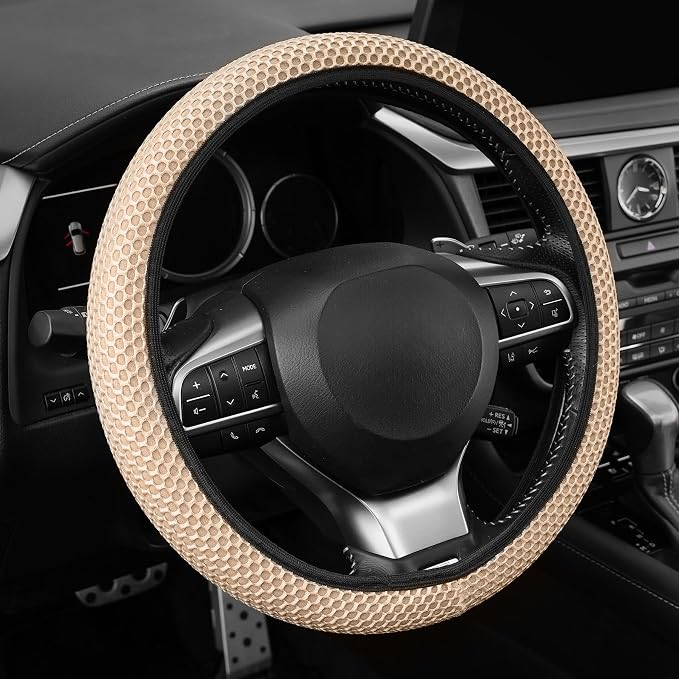 alpmosn Elastic Stretch Steering Wheel Cover, Breathable Microfiber Ice Silk by alpmosn