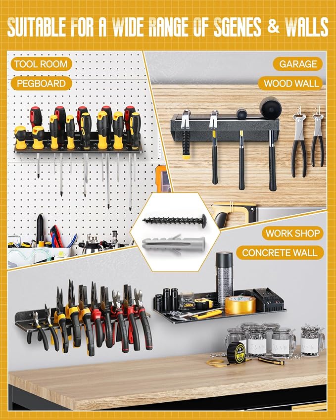 Wall Mount Screwdriver Organizer, Pliers Holder, Hammer Rack, 17x8.5-inch - Image 6