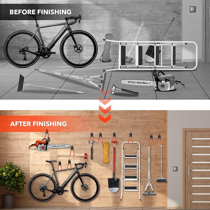 2 Pack Heavy Duty Steel Utility Wall Hooks, Wall Mount Garage Storage Organizer - Image 6