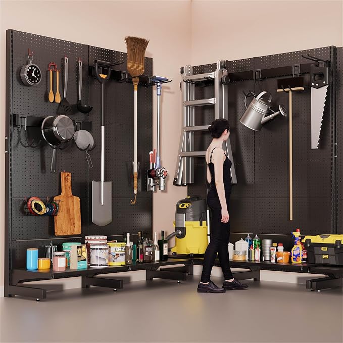 JWX Garage Pegboard Tool Organizer Free Standing, Organizer Storage Rack - Image 4
