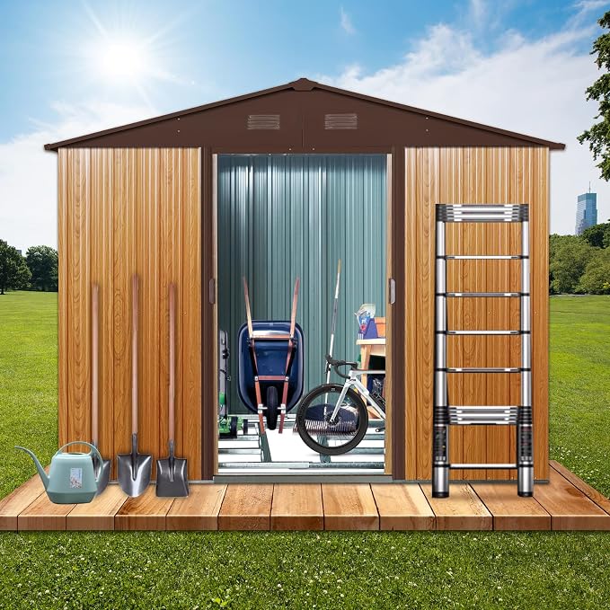 6x8 FT Outdoor Storage Shed, Metal Garden Shed - Image 2