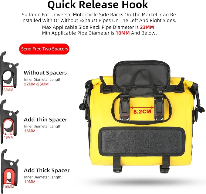 Rhinowalk Motorcycle Saddlebag 15L Waterproof Luggage Bag Quick Release - Image 3