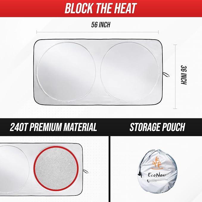 EcoNour Windshield Sun Shade for Tesla Model 3/Y Cars | Foldable Sun Shield | - Image 4