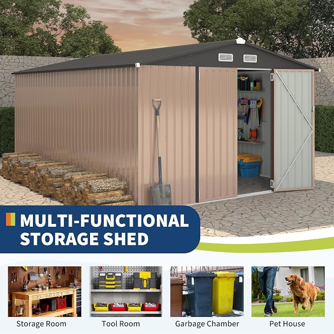 10x14 FT Metal Storage Sheds Outdoor, Metal Yard Sheds Garden Shed Kit - Image 4