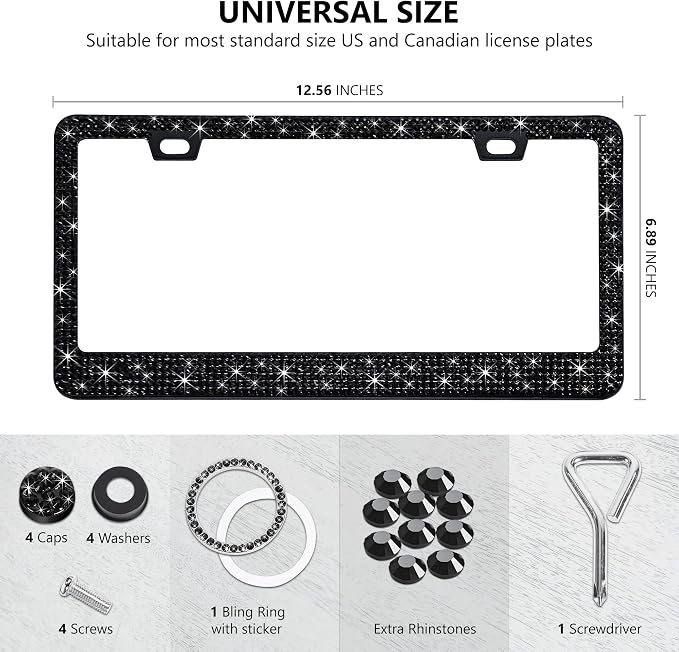 2 Pack Black Bling License Plate Frames - Image 4