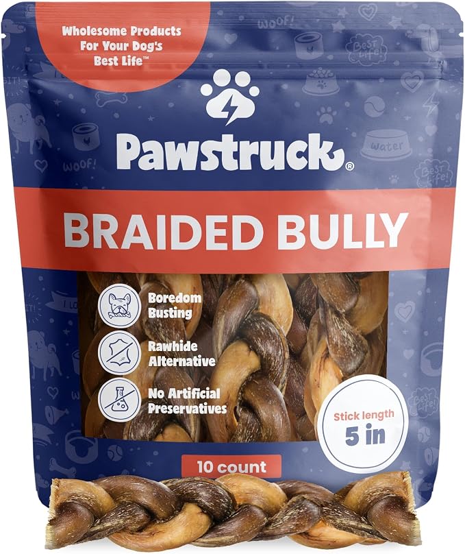 Pawstruck Natural 5” Braided Bully Sticks by Pawstruck