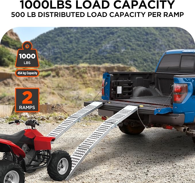 Rockland 72" x 9" Tri-Fold Steel Truck Ramps, 1000 LBS Capacity, Folding - Image 2