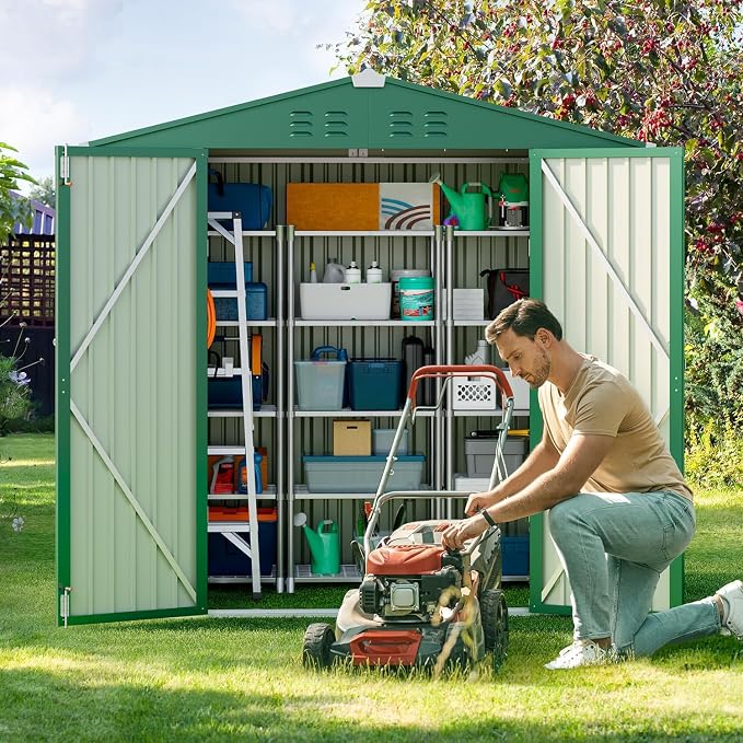 Gizoon Outdoor Storage Shed 6 x 4 FT, Galvanized Metal Garden Shed - Image 3