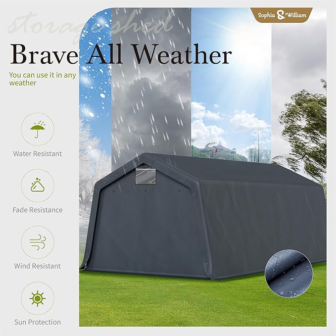 Sophia & William Carport Storage Shed 13x22 ft Portable, Heavy Duty Car Port - Image 5