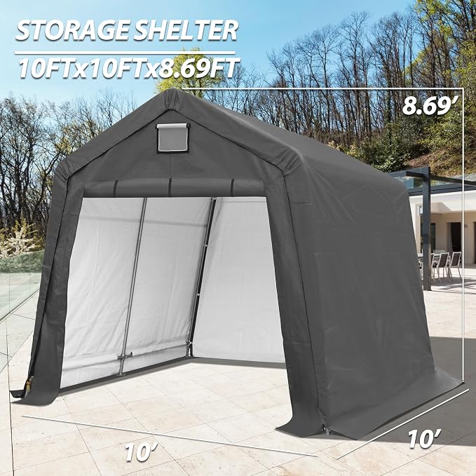 10' x 10' Outdoor Storage Shelter Shed, Portable Storage Shed Heavy Duty - Image 2
