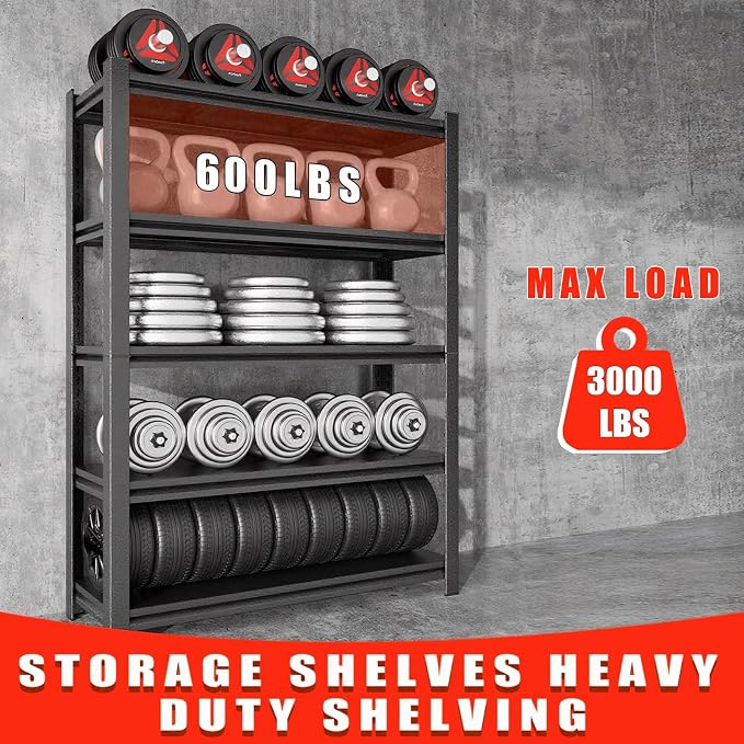 63" H Garage Shelving 3000LBS Heavy Duty Steel Shelving Units, Adjustable 5 - Image 6