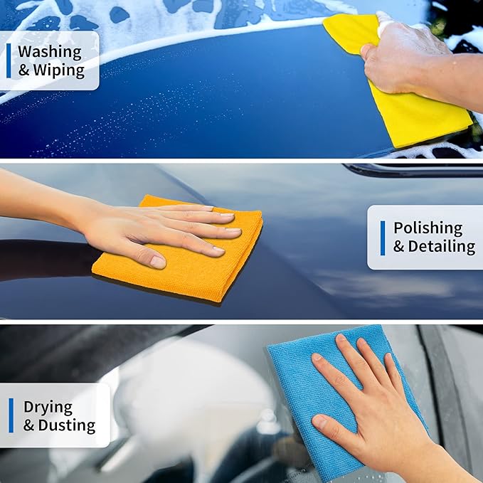 HOMERHYME Microfiber Cleaning Cloth, 100 Pack Cleaning Rags Microfiber Towel - Image 4
