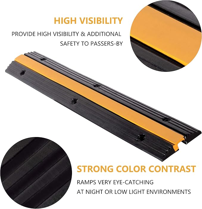 3 Pack Rubber Cable Ramp Hose Cable Protector Ramp 1 Channel 11000Lbs Load - Image 6