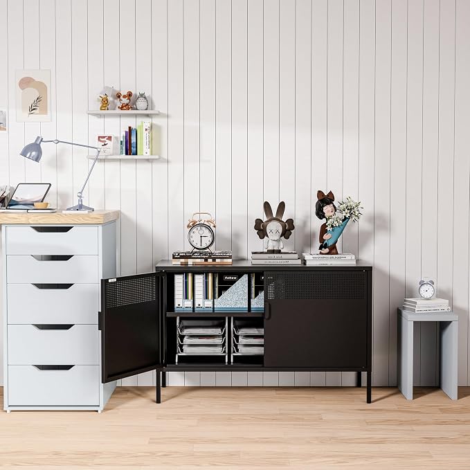 2 Door Storage Sideboard, Metal Storage Cabinet - Image 4