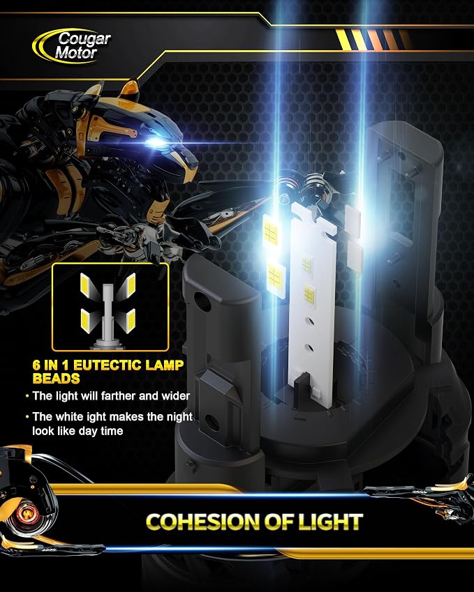 Cougar Motor H4 Bulbs, 9003 Fog Lights 6500K White Non-Polarity H4 Fog Bulb or - Image 2