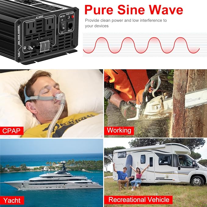 Xijia 1500W Pure Sine Wave Solar Power DC 12V Inverter AC 120V 60HZ Solar - Image 8