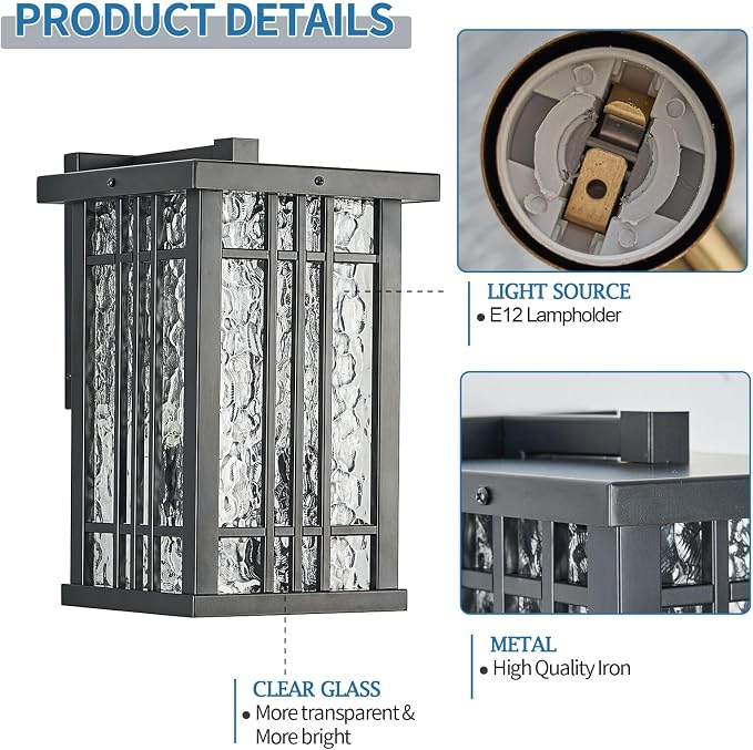 2-Light Outdoor Wall Light E26 Base Metal Frame - Image 3