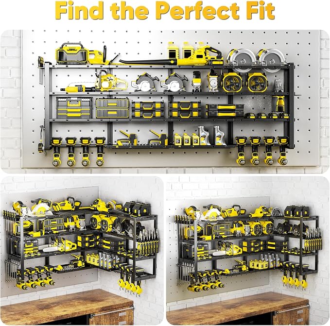 64”W Power Tool Organizer Wall Mount, Heavy Duty 8-Drill Cordless Drill Holder - Image 2