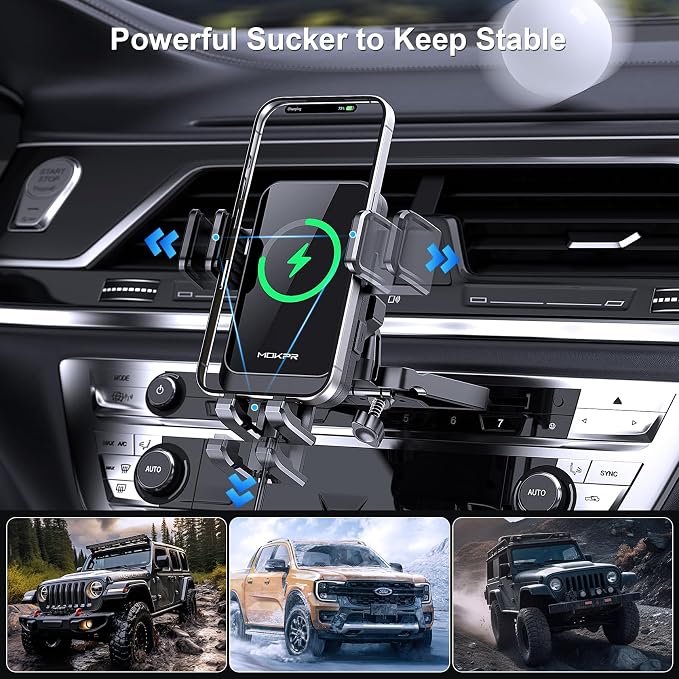 Wireless Car Charger, MOKPR 15W Fast Charging Auto Clamping CD Slot Air Vent - Image 6