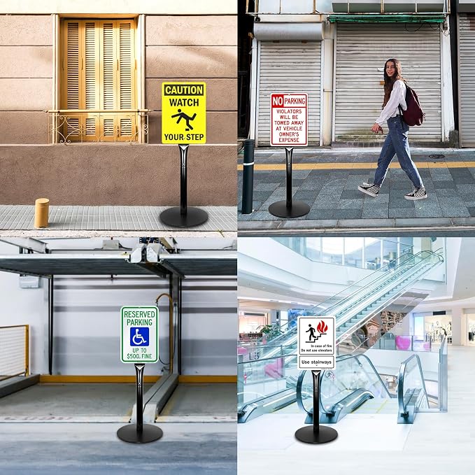 Parking Sign Post 49" Heavy Duty Cast Iron Parking Signs Stand, Movable Sign - Image 6