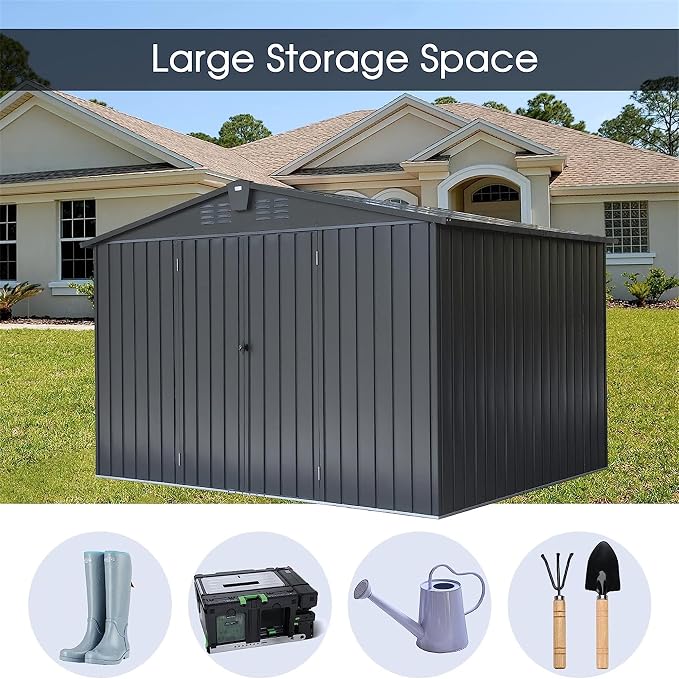 IKERY Galvanized Steel Storage Shed - Image 3