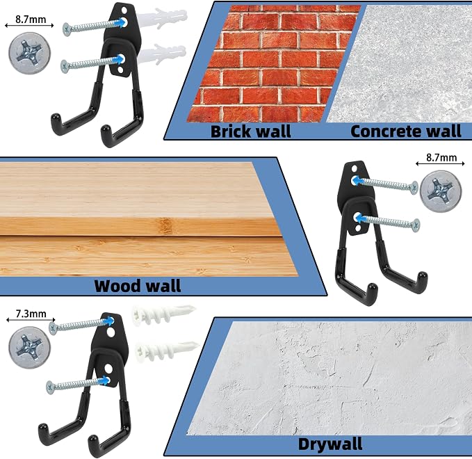 Wall Mount Heavy Duty Garage Hooks – Wall Mounted Storage Hooks - Image 3