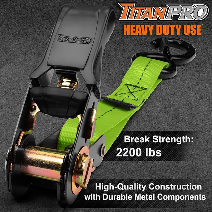 TitanPro Heavy Duty Ratchet Straps 4-Pack - Image 2