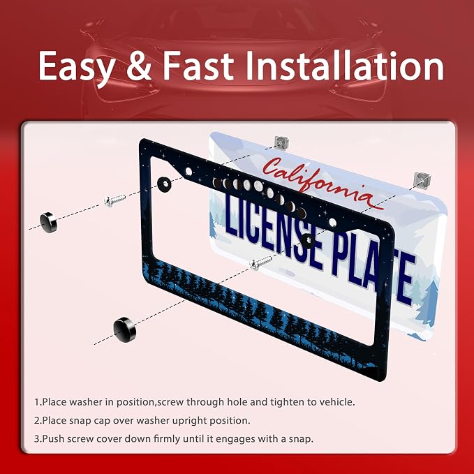 Moon Phase Forest Night License Plate Frame Moon License Plate Frames Stainless - Image 3