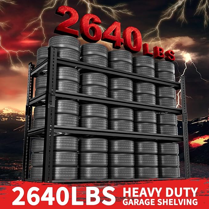 Storage Shelves 2PCS, Garage Shelving Heavy Duty 2640LBS Capacity, 4 Tier - Image 4