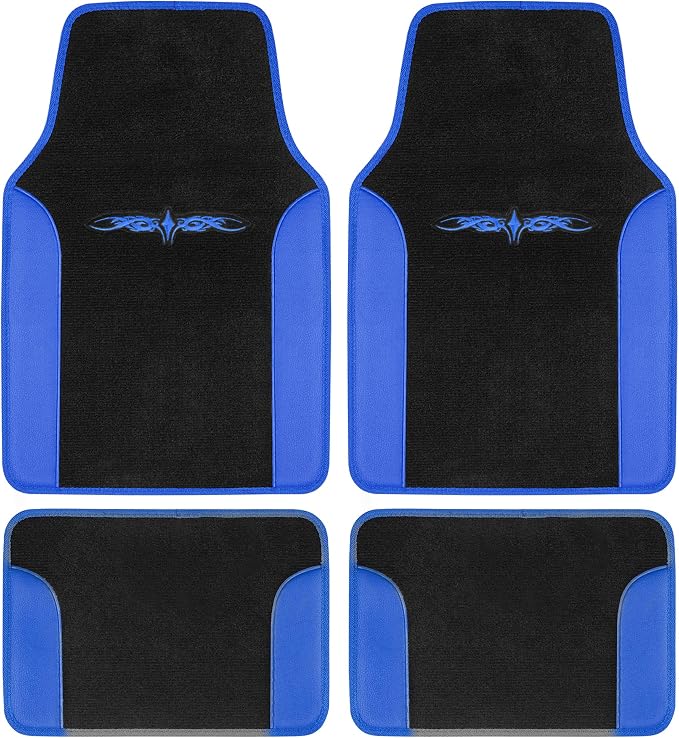 BDK carXS Fresh Two-Tone Carpet Floor Mats, Tribal Tattoo Design by BDK