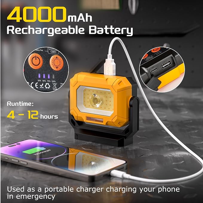 LED Work Light, 1500LM Magnetic Work Light - Image 4