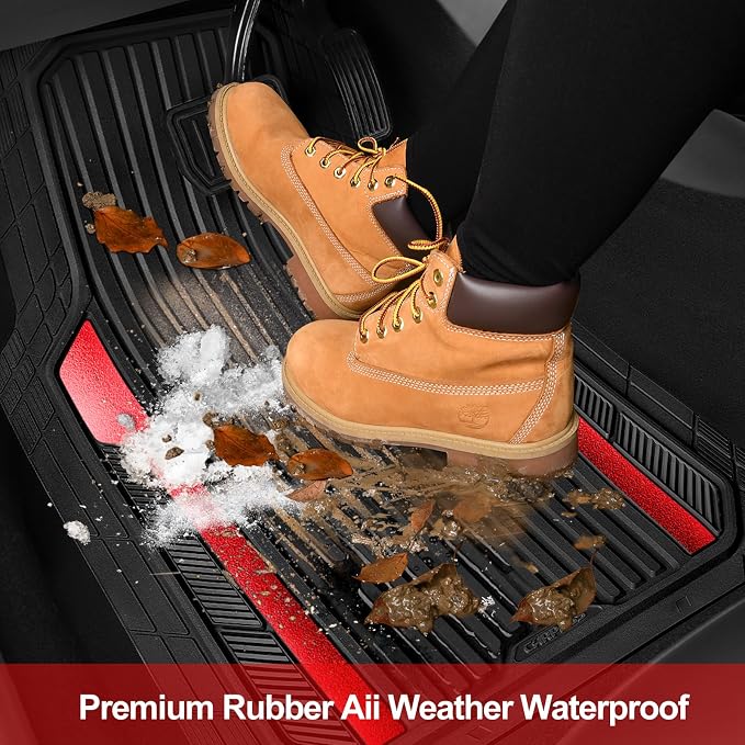 CAR PASS Heavy Duty Rubber Car Mats Metallic, Aluminum Film All Weather Floor - Image 7