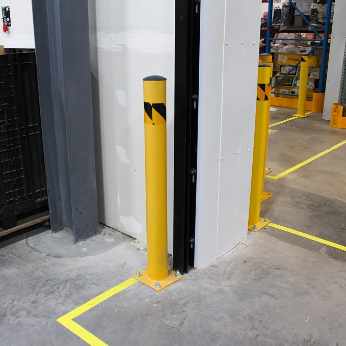 BISupply Safety Bollard Post Parking Barrier 4 Pack - 42in Yellow Pipe Bolt - Image 7