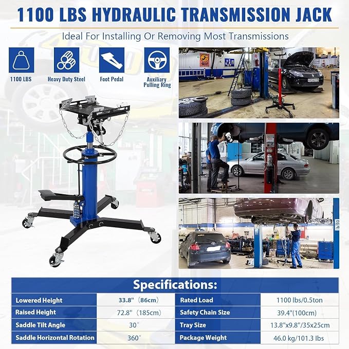 Transmission Jack 1100 LBS Hydraulic Telescoping 2-Stage Lift Jack Stand - Image 5