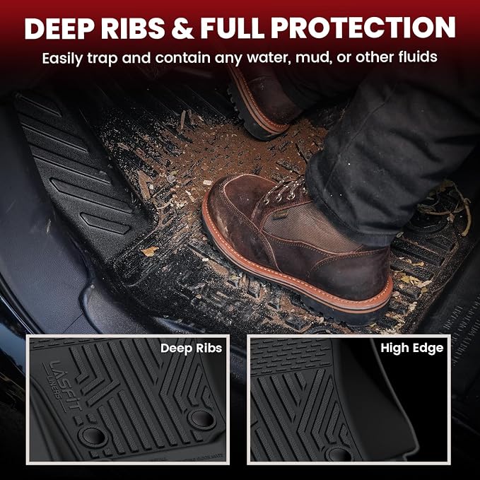 LASFIT Floor Mats for Toyota Tacoma 2024 2025 Double Cab All Weather Floor - Image 3