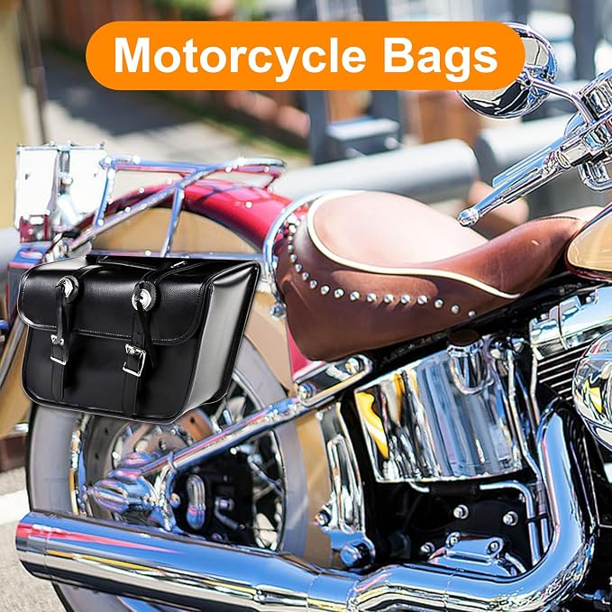 GARGOYLE BELLS Motorcycle Saddle Bags Leather Motorcycle Luggage Bag - Image 5