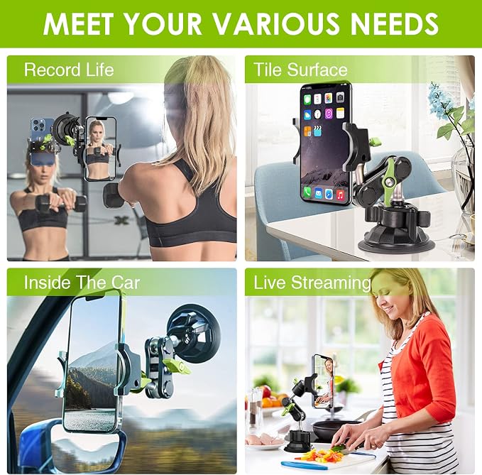 Suction Cup Phone Mount 360 Rotating Universal Ball Head Arm - Image 7