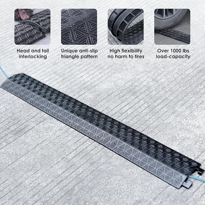 4 Pack 40" inch Drop Over Cable Cover, 4 Pieces Prevent Tripping Rubber Floor - Image 4