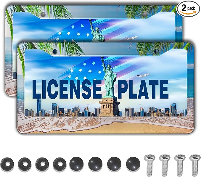 License Plate Frame Multicolor License Plate Holder Palm Trees by Unknown