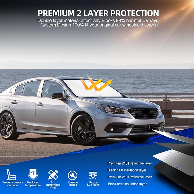 Windshield Sun Shade for S-ubaru Legacy 2020-2025 Foldable Sunshade Custom Fit - Image 3