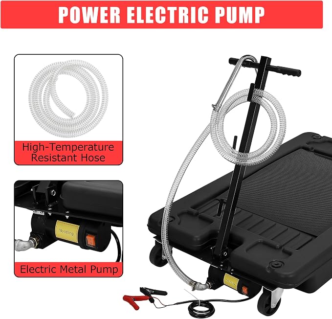 ‌17 Gal Electric Oil Drain Pan, Low Profile Mobile Oil Changing Pan - Image 2